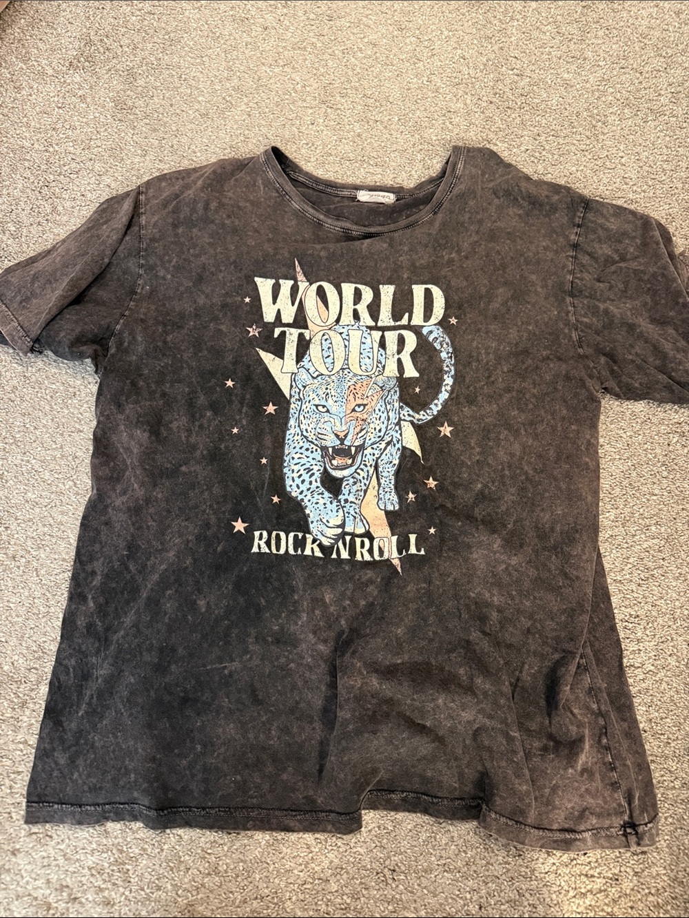 Women’s Brown 'World Tour' Rock N Roll Graphic Tee